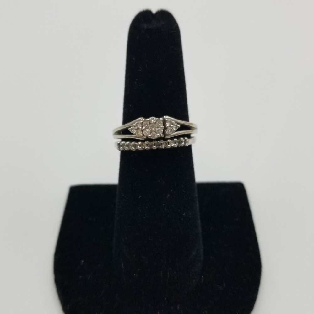 10K Stackable Wedding Ring Set White Gold 7